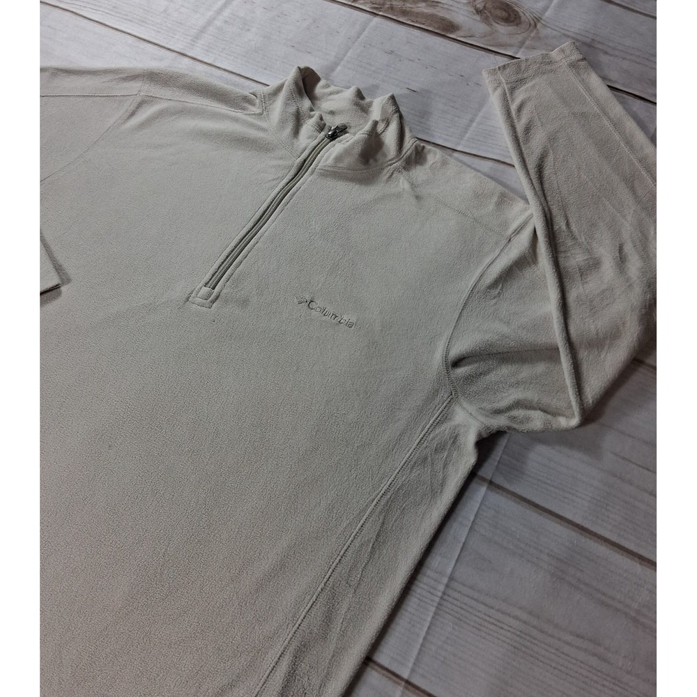 Columbia Fleece Quarter Zip Pullover Mens XL Tan Long Sleeve Jacket Outdoor Wear